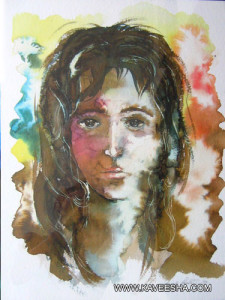 "Donna triste" inchiostro e china 35x48 - 1989